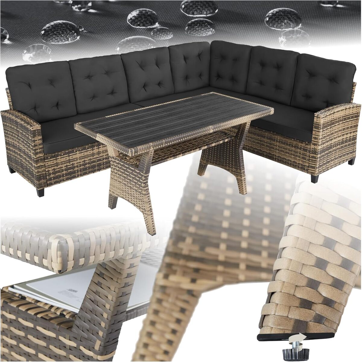 Test : salon de jardin TecTake xxl en rotin pour extérieur