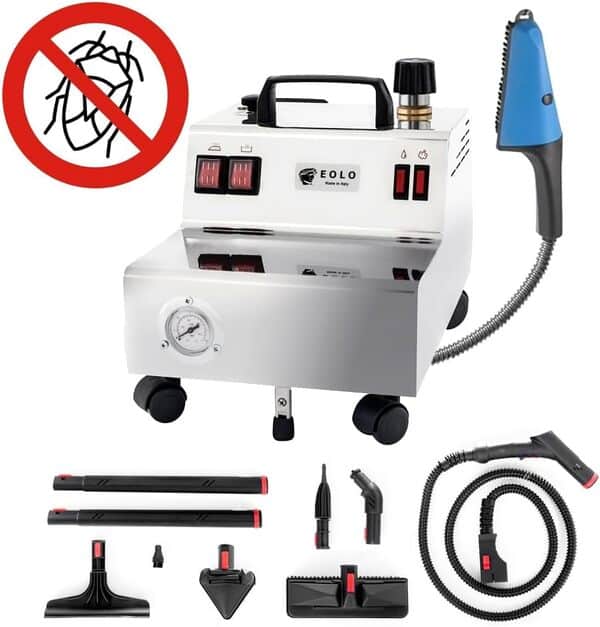 EOLO Nettoyeur Vapeur GV05 SB200C Professionnel Contre Punaises Lit Œufs De Punaises Parasites Germes Bactéries Désinfecte Assainit Insecticide Brosse Désinfection Désinsectisation Efficacité A++