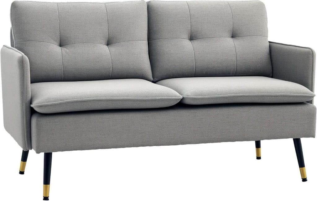 Test du canapé HOMCOM design scandinave 2 places en tissu effet lin gris