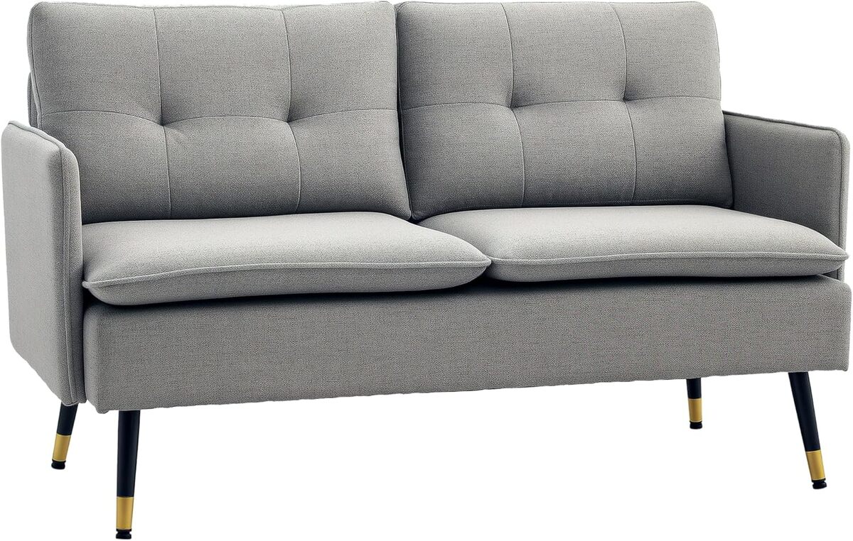 Test du canapé HOMCOM design scandinave 2 places en tissu effet lin gris