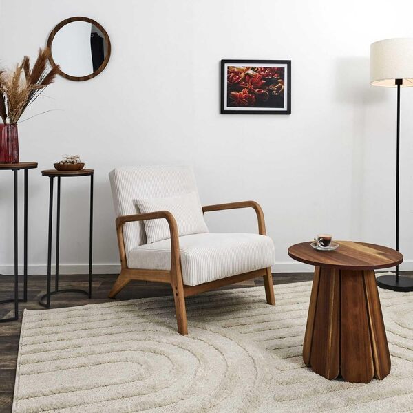 HOME DECO FACTORY, HD0349, Fauteuil Salon Cotele Scott Beige, Softness, Mobilier, Assise, canapé et Fauteuil, 64,5x75x86 cm, Hauteur Assise 43 cm, Beige