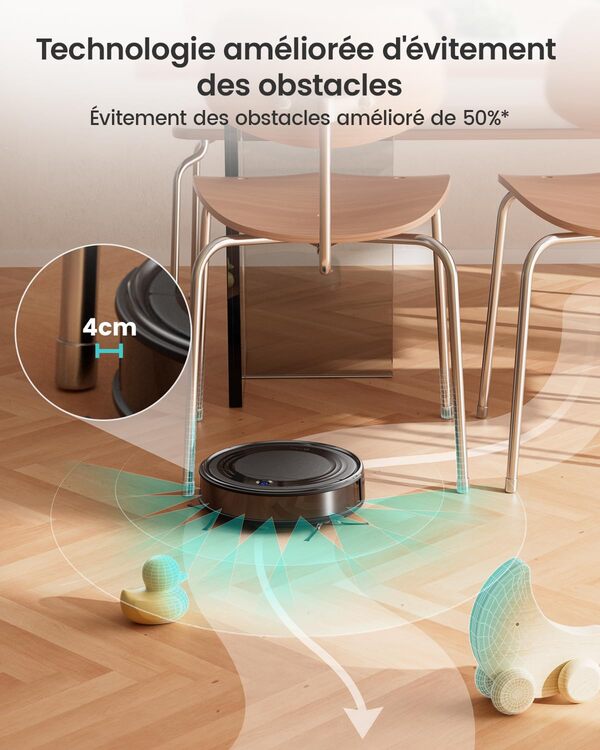 Lefant Robot aspirateur M310, 4500 Pa, Super Fin, avec Navigation de Distance précise, 150 Min, Filtre HEPA, aspirateur Robot Wi-FI, idéal pour Les Poils d'animaux, Les Tapis, Les sols durs