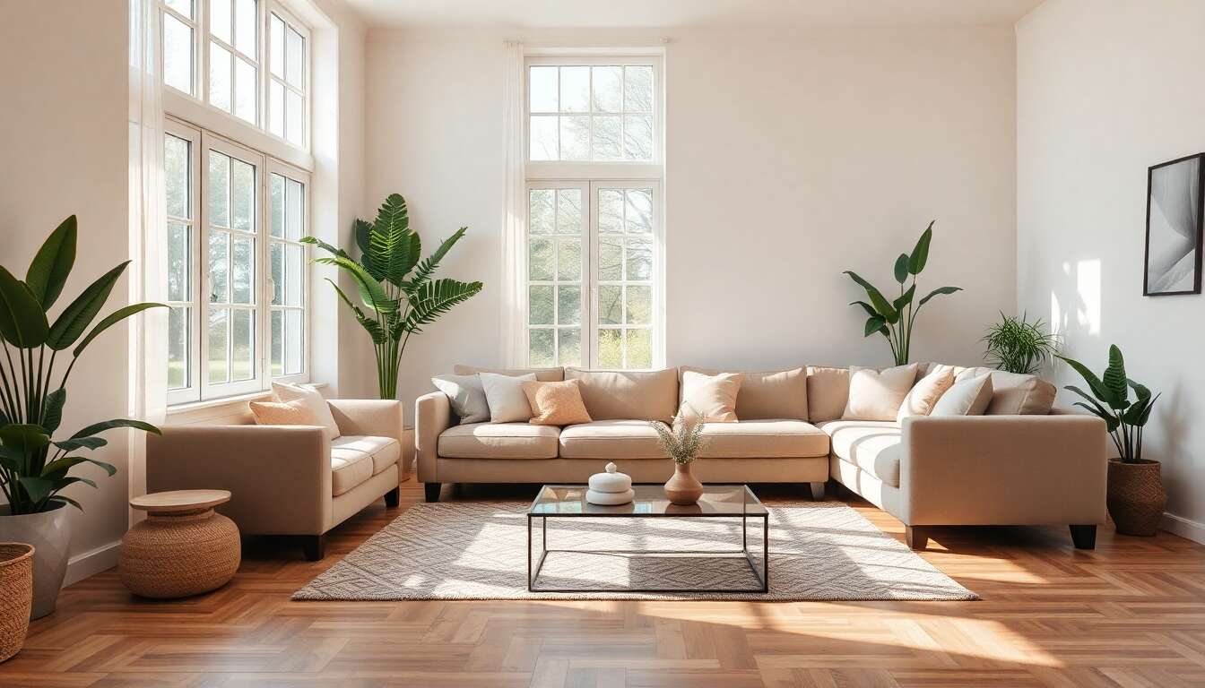 Positionner le canap&eacute; au centre pour un salon convivial