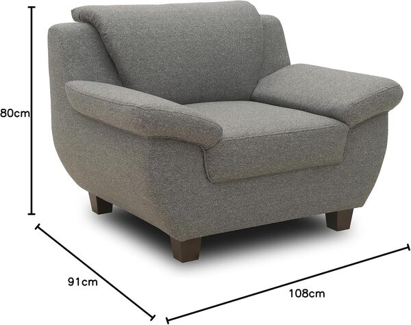 DOMO. collection Panama Fauteuil rembourré, pour Une Place, 3-2-1 fauteuils, 91 x 108 x 80 cm (p x l x h) - Gris foncé