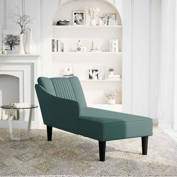 Canditree Chaise Longue Méridienne Côté Droit en Velours, Canapé Méridienne avec Accoudoir pour Salon, Appartement (Vert foncé)