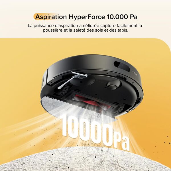 roborock Q7 M5 Set Aspirateur Robot Laveur 10 000 Pa, Double Conception Anti-Enchevêtrement, Durée de Nettoyage Prolongée, Navigation avec LiDAR Précis, APP, Noir