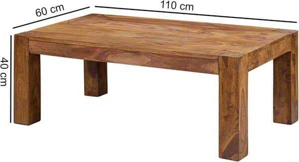 KADIMA Design Sheesham Bois Table Basse Solide Table Basse en Bois Massif 110 x 60 cm