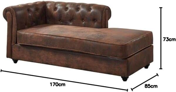 Vente-unique - Méridienne Droite Chesterfield en Microfibre Aspect Cuir Vieilli SHIREL