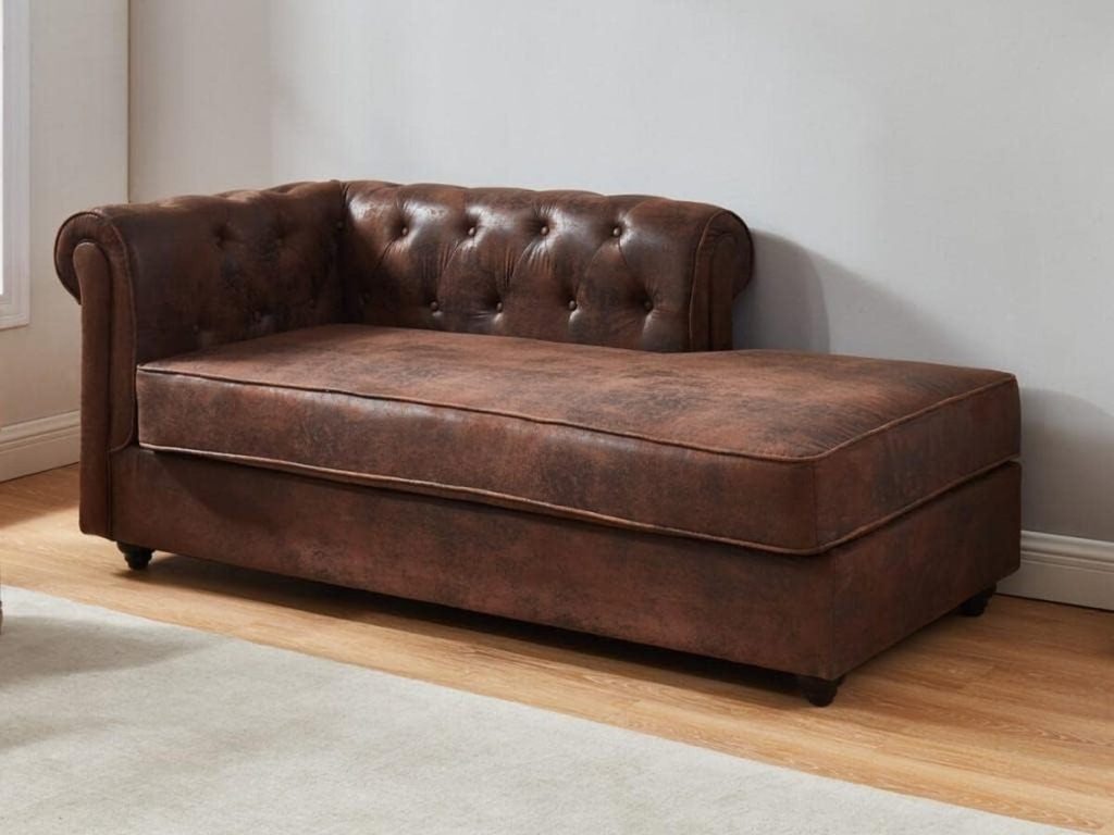 Avis méridienne Chesterfield Shirel : élégance en microfibre aspect cuir vieilli