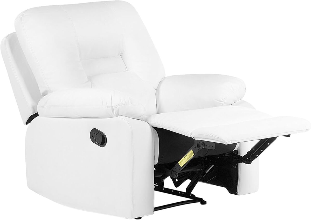 Avis sur le fauteuil relax Beliani : design moderne en cuir PU blanc