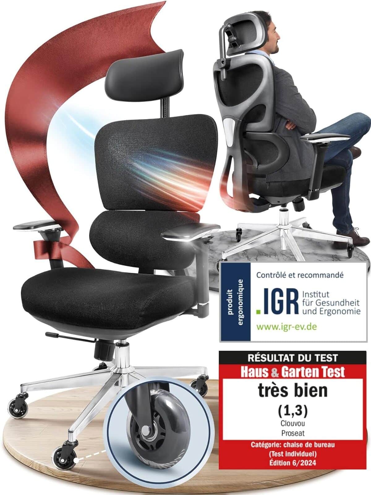 Test : chaise de bureau ergonomique CLouvou ProSeat 150 kg