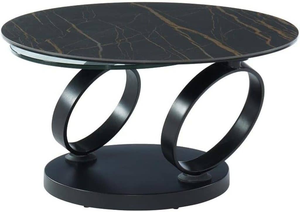 Test de la table basse Joline : design effet marbre noir