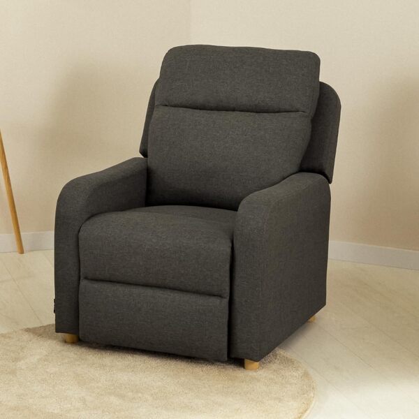 Nalui - Fauteuil Relax Salon Manuel (77x87x95cm) avec Repose-Pied et Structure Renforcée, Supporte jusqu'à 150kg. Fauteuil Inclinable 160º, Rembourré en Tissu | Gris Anthracite