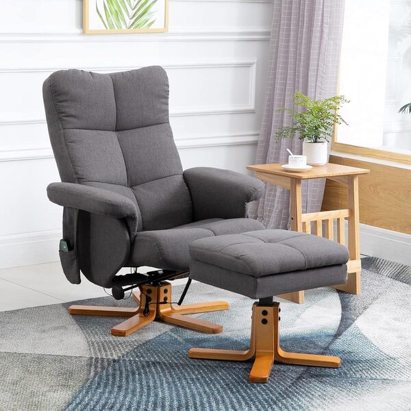 HOMCOM Fauteuil Massant avec Repose-Pied - Relax Salon Fauteuil Relaxant - Dossier Inclinable jusqu'à 145°, Coffre de Rangement et Télécommande - Fauteuil TV Charge 120 Kg, Noir