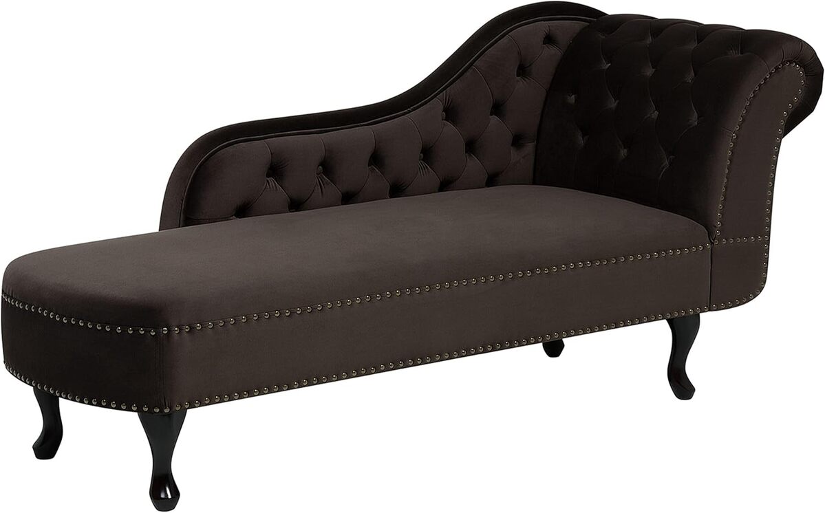 Avis chaise longue Nimes : méridienne en velours marron glamour