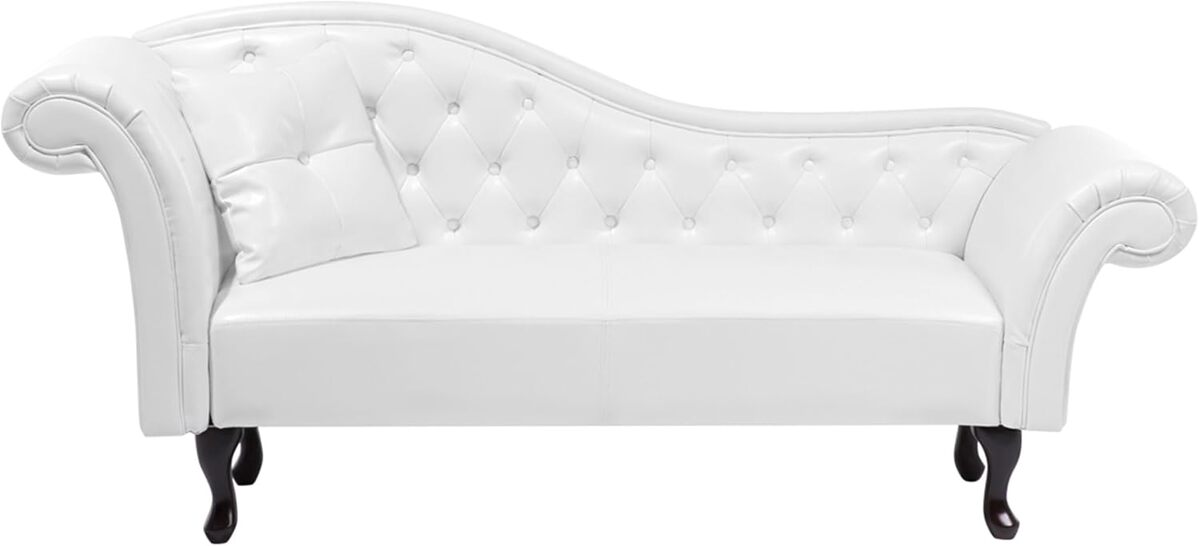 Avis chaise méridienne Chesterfield Beliani en cuir blanc