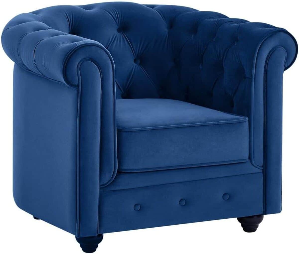 Avis : fauteuil Chesterfield velours bleu roi - Vente-unique