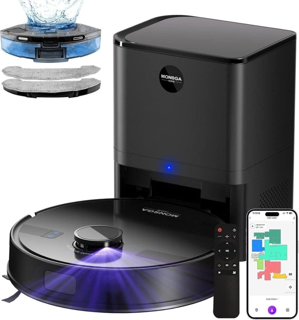 Test : aspirateur robot MONSGA 5000 Pa avec station de vidage automatique