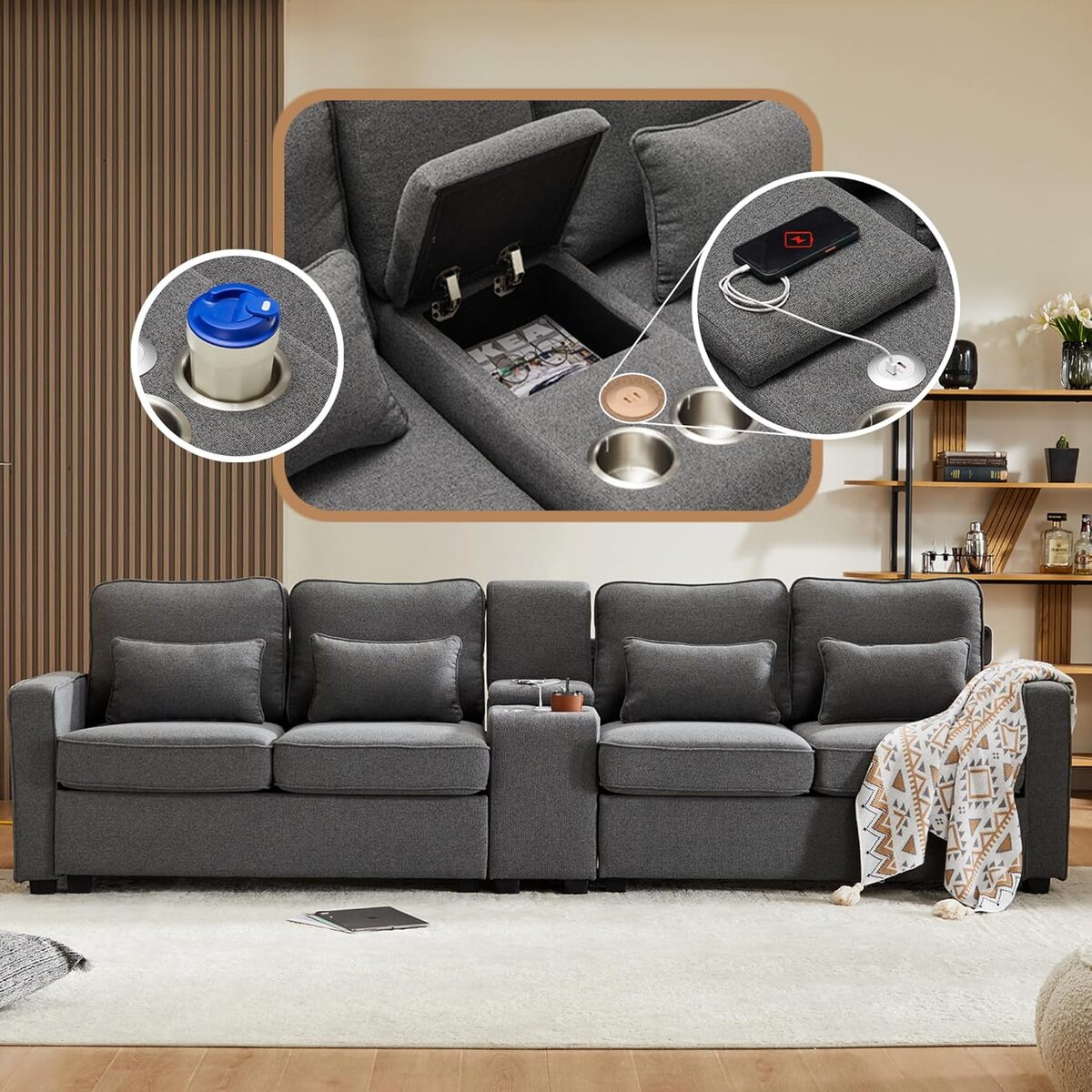 Test : canapé Zepneiy 4 places avec ports USB et console