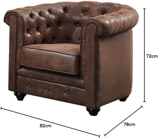 Vente-unique - Fauteuil Chesterfield en Microfibre Aspect Cuir Vieilli
