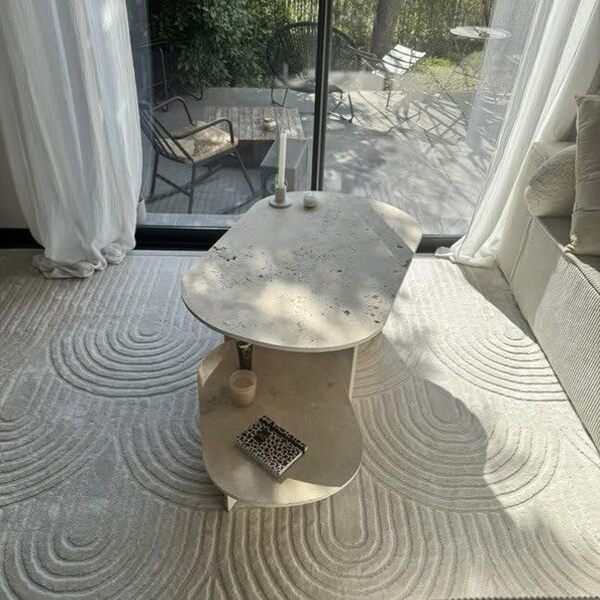 Table basse travertin ovale (table + extension)