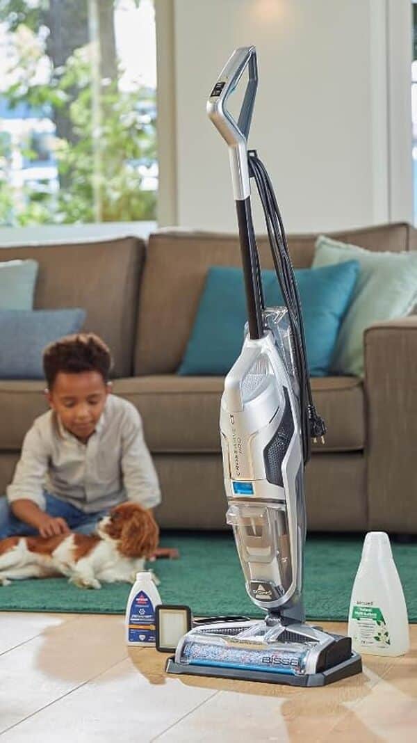 BISSELL CrossWave C3 Pro, Aspirateur Balai Laveur à Câble, Aspire, Lave et Sèche, Nettoyeur Eau Poussière, Extraction Puissante des Taches Humides et Sèches, Nettoyeur 3en1 pour Multi-surfaces, 3555N