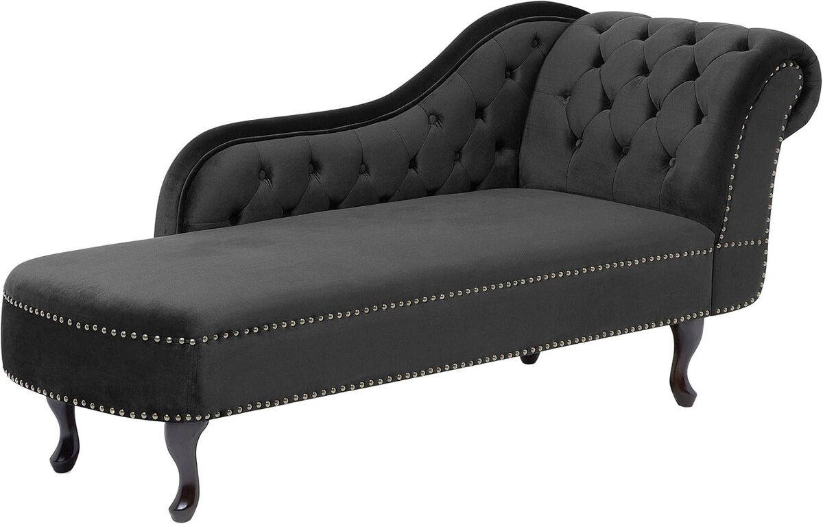Avis sur la chaise longue méridienne Nimes en velours noir élégant