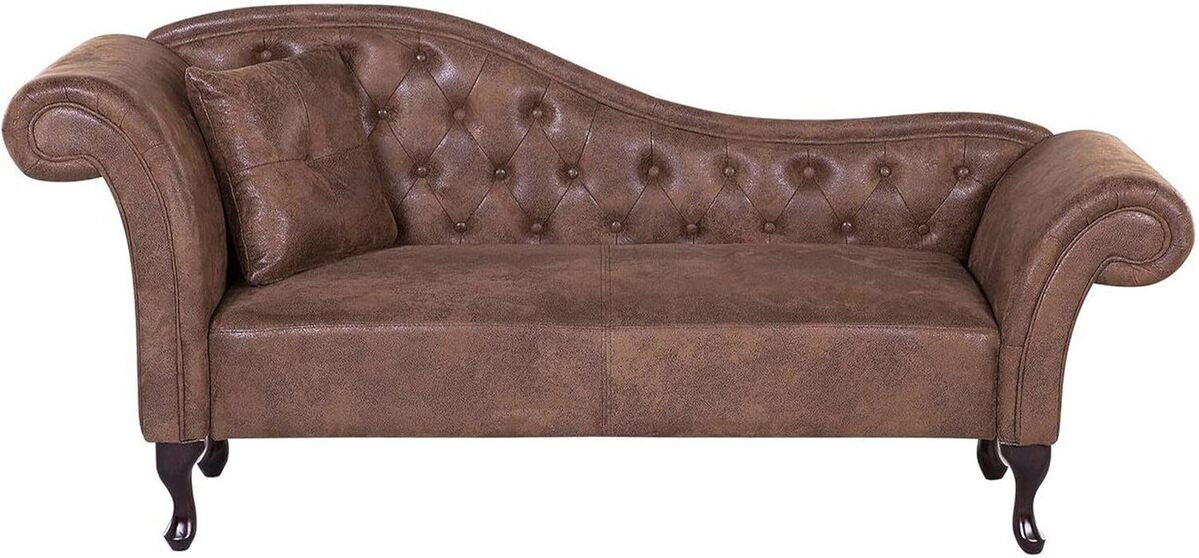 Avis sur la chaise méridienne Chesterfield Beliani : élégance vintage et confort en cuir suède