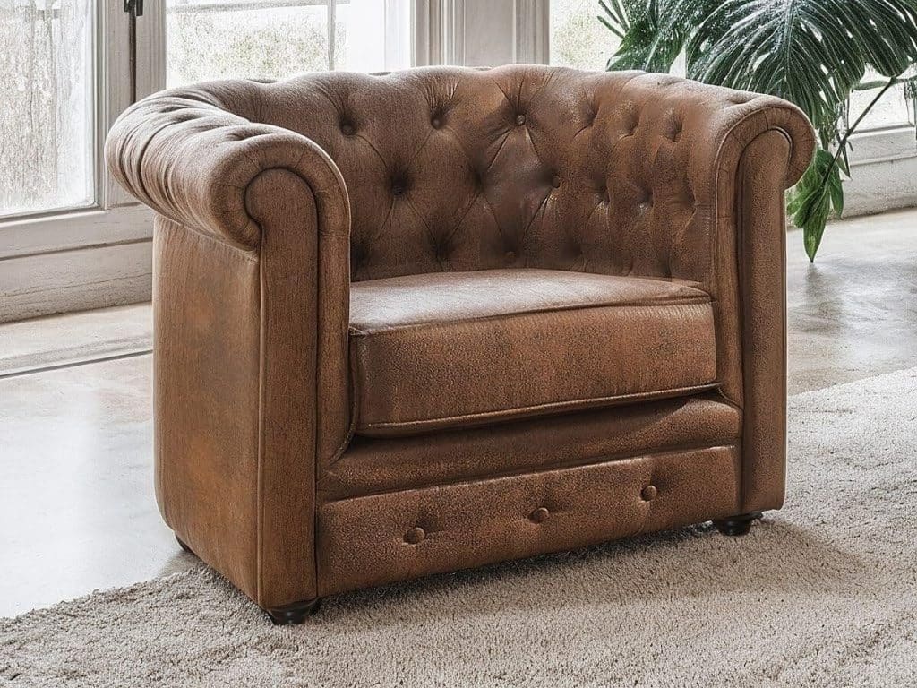 Avis sur le fauteuil Chesterfield microfibre vintage de Vente-unique