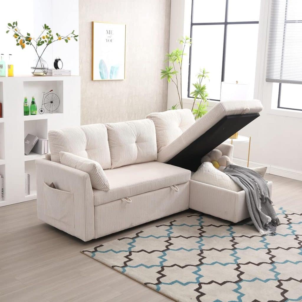 Test du canapé modulable en velours avec rangement Interchangeable Beige