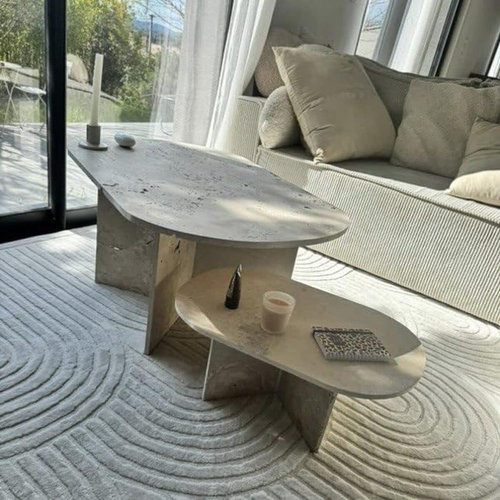 Test : table basse ovale en travertin avec extension