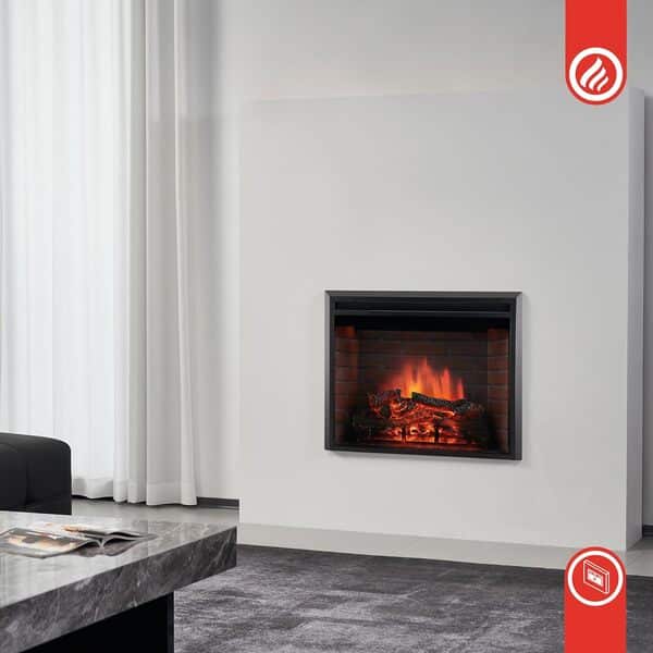 cheminée Electrique LUCA - Cheminée encastrable avec Chauffage, Effet de Flamme 3D, 12 Couleurs de Flammes, télécommande (23 Pouces)