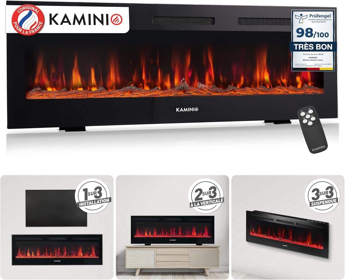 Test : cheminée électrique Kaminio Marlon - flammes 3D multicolores pour une ambiance chaleureuse