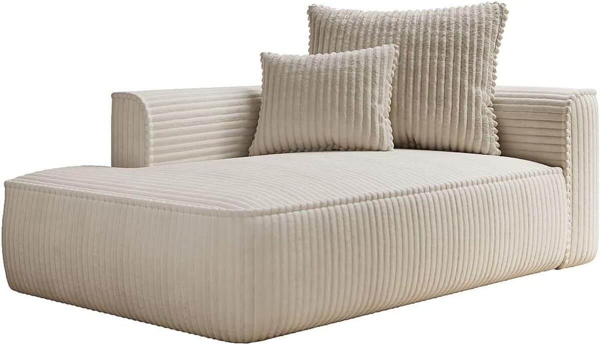 Test de la méridienne gauche en velours côtelé beige Pineta