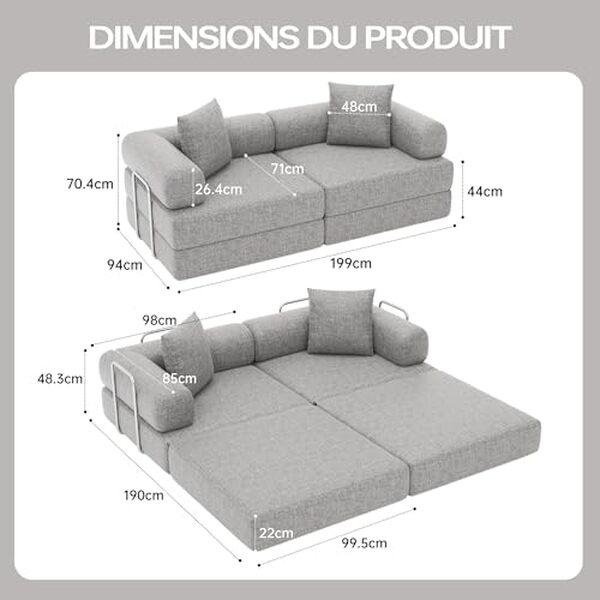 Découvrez le canapé-lit DURASPACE, la solution idéale pour un confort modulable et pliable sans compromis dans votre espace de vie.