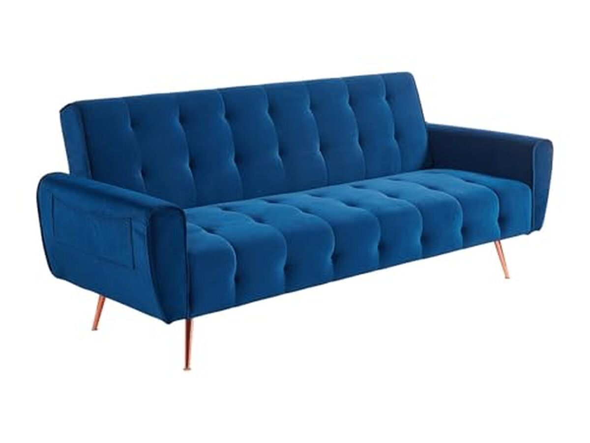 Avis : canapé convertible clic-clac polani en velours bleu roi