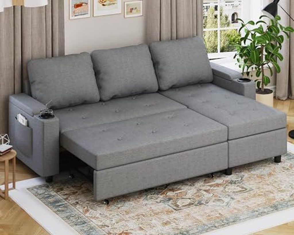 Test du canapé convertible Devoko : rangement et méridienne ingénieuse