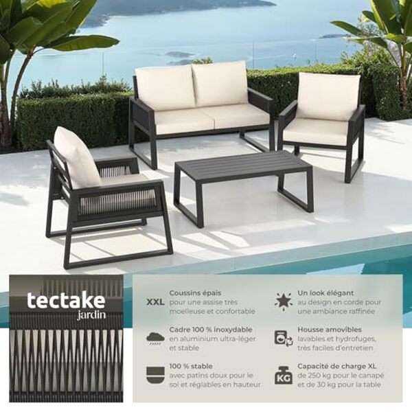 Découvrez notre analyse détaillée du salon de jardin TecTake® : confort, design et fonctionnalité pour tous vos moments de détente en extérieur