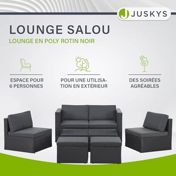 Découvrez notre test détaillé du salon de jardin Salou Juskys en polyrotin : confort, résistance et style pour accueillir 6 personnes dans votre jardin