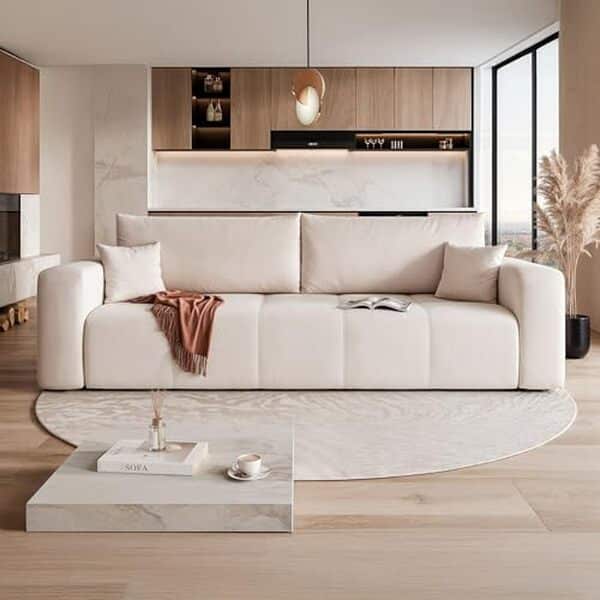 Découvrez notre test complet du canapé-lit IDOHOME 3 places en tissu manila : confort, praticité et style au rendez-vous pour un intérieur moderne et fonctionnel
