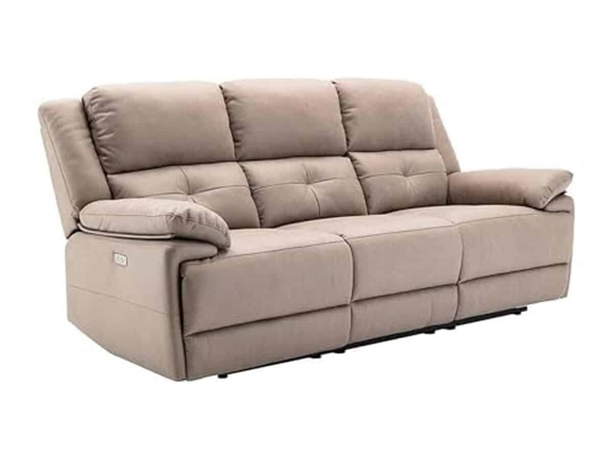 Avis : canapé 3 places relax en tissu taupe Dolene par Vente-unique