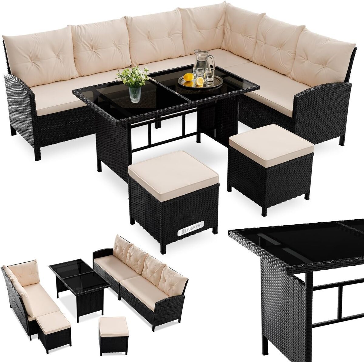 Test : ensemble lounge Juskys Manacor en polyrotin noir