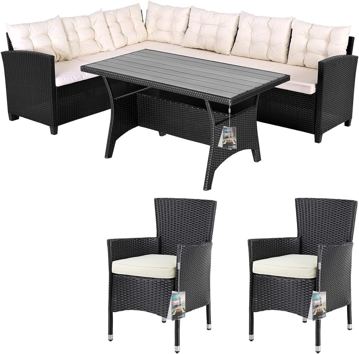 Test : salon de jardin Casaria en polyrotin noir pour 8 personnes