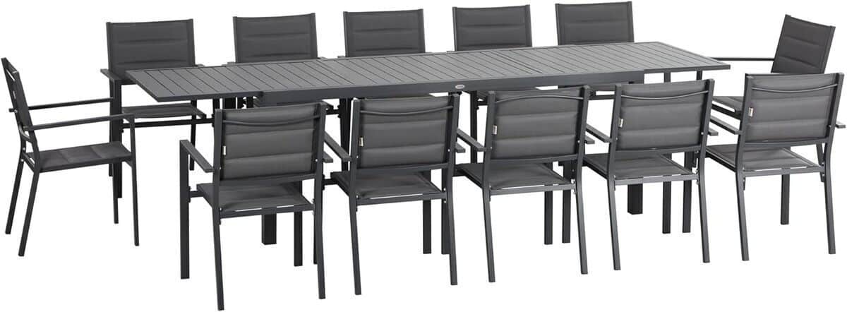 Test : salon de jardin Outsunny alu 12 personnes avec table extensible