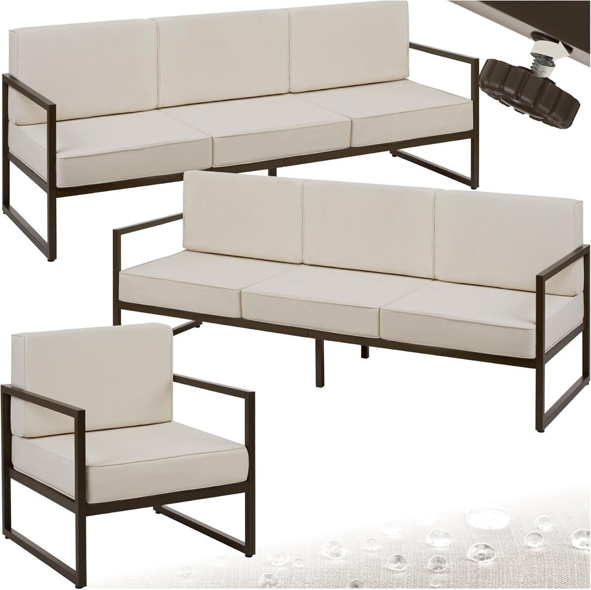 Test : salon de jardin TecTake 2 canapés 3 places et 1 fauteuil