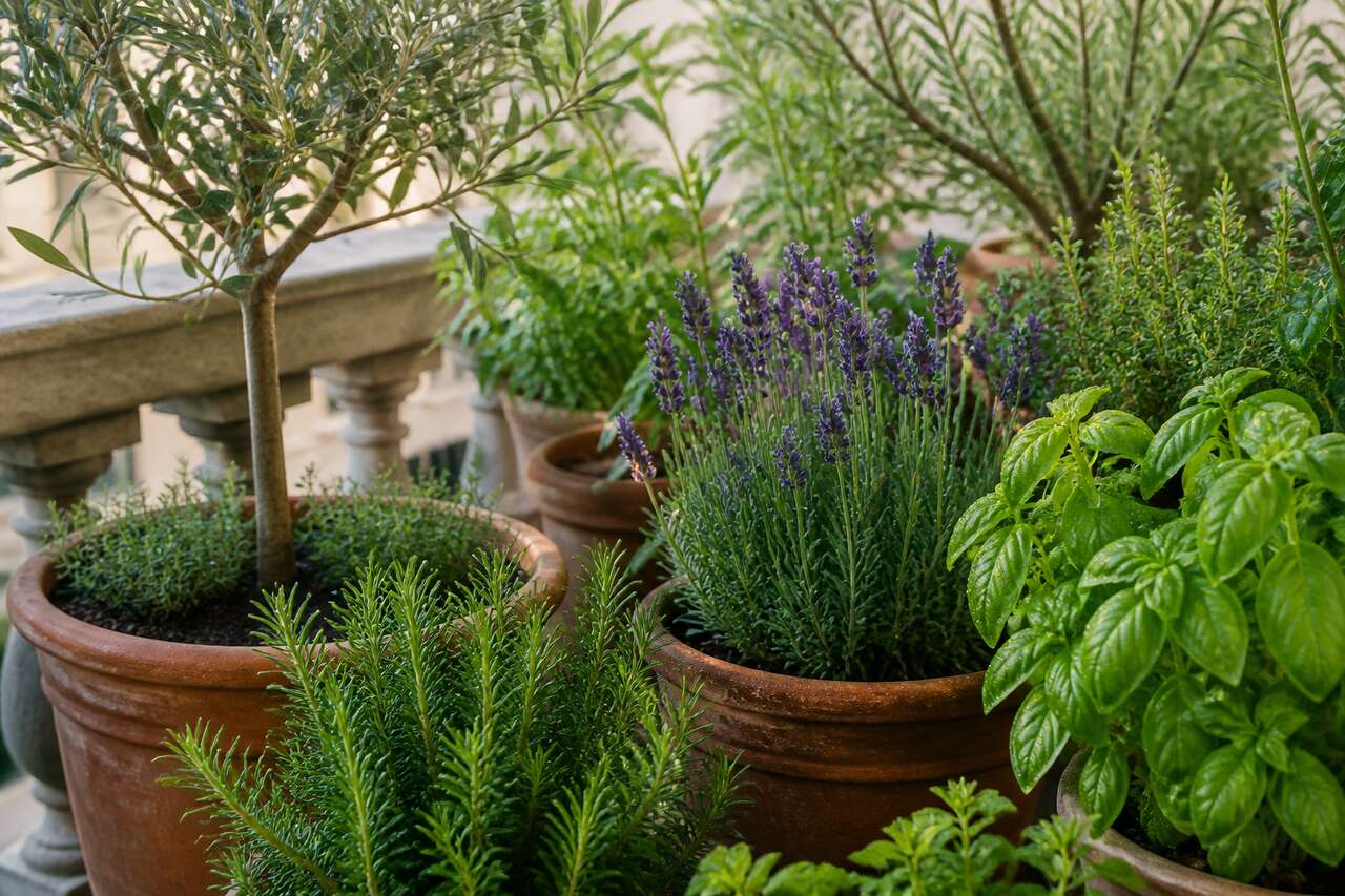 V&eacute;g&eacute;tal et fra&icirc;cheur : plantes m&eacute;diterran&eacute;ennes et mini jardin en pots