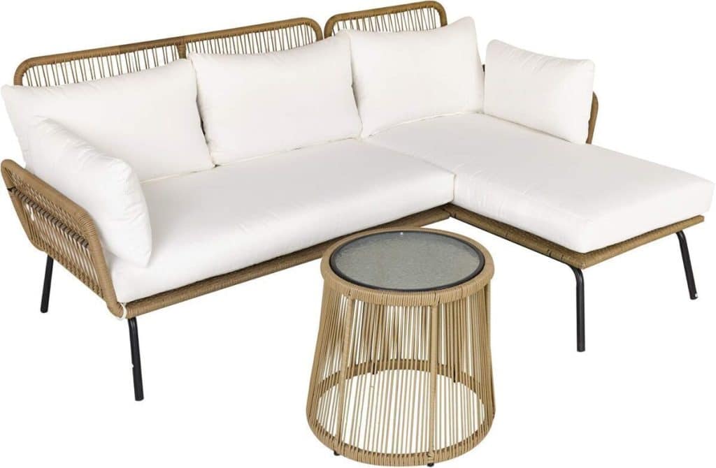 Test du salon de jardin Outsunny : canapé d'angle modulable en résine tressée