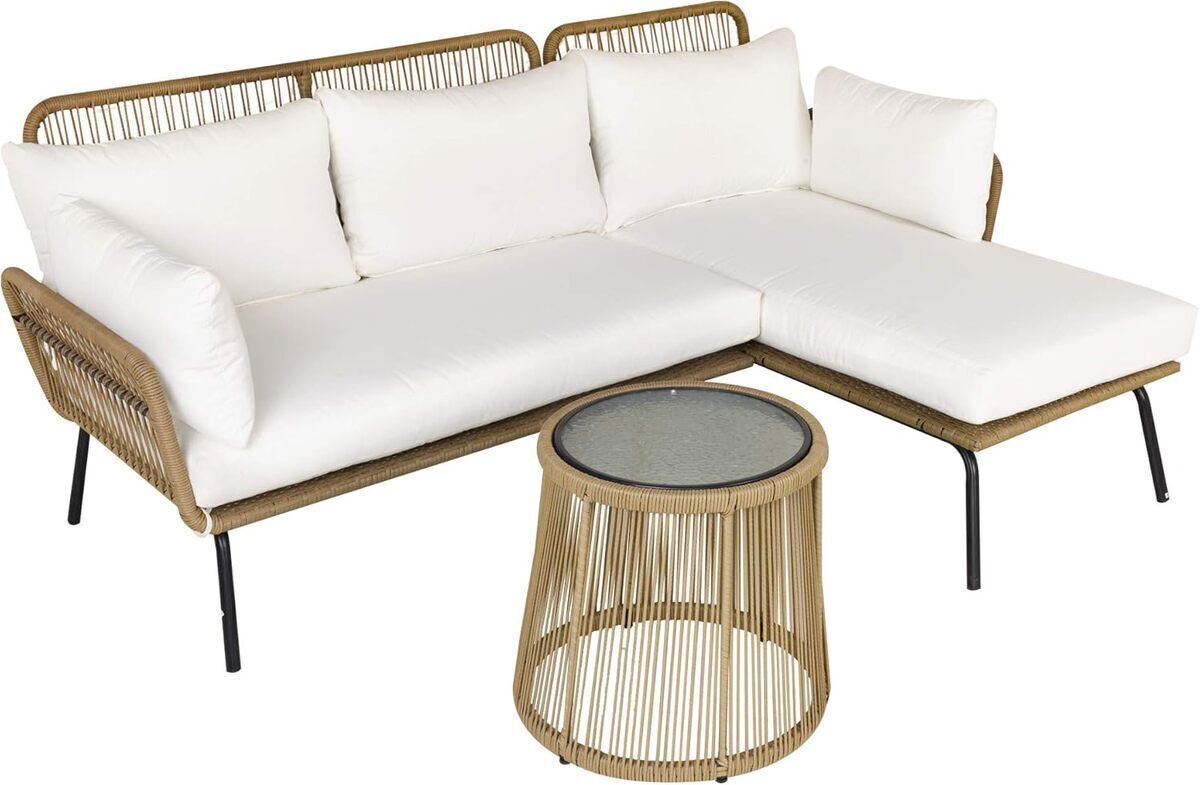 Test du salon de jardin Outsunny : canapé d'angle modulable en résine tressée