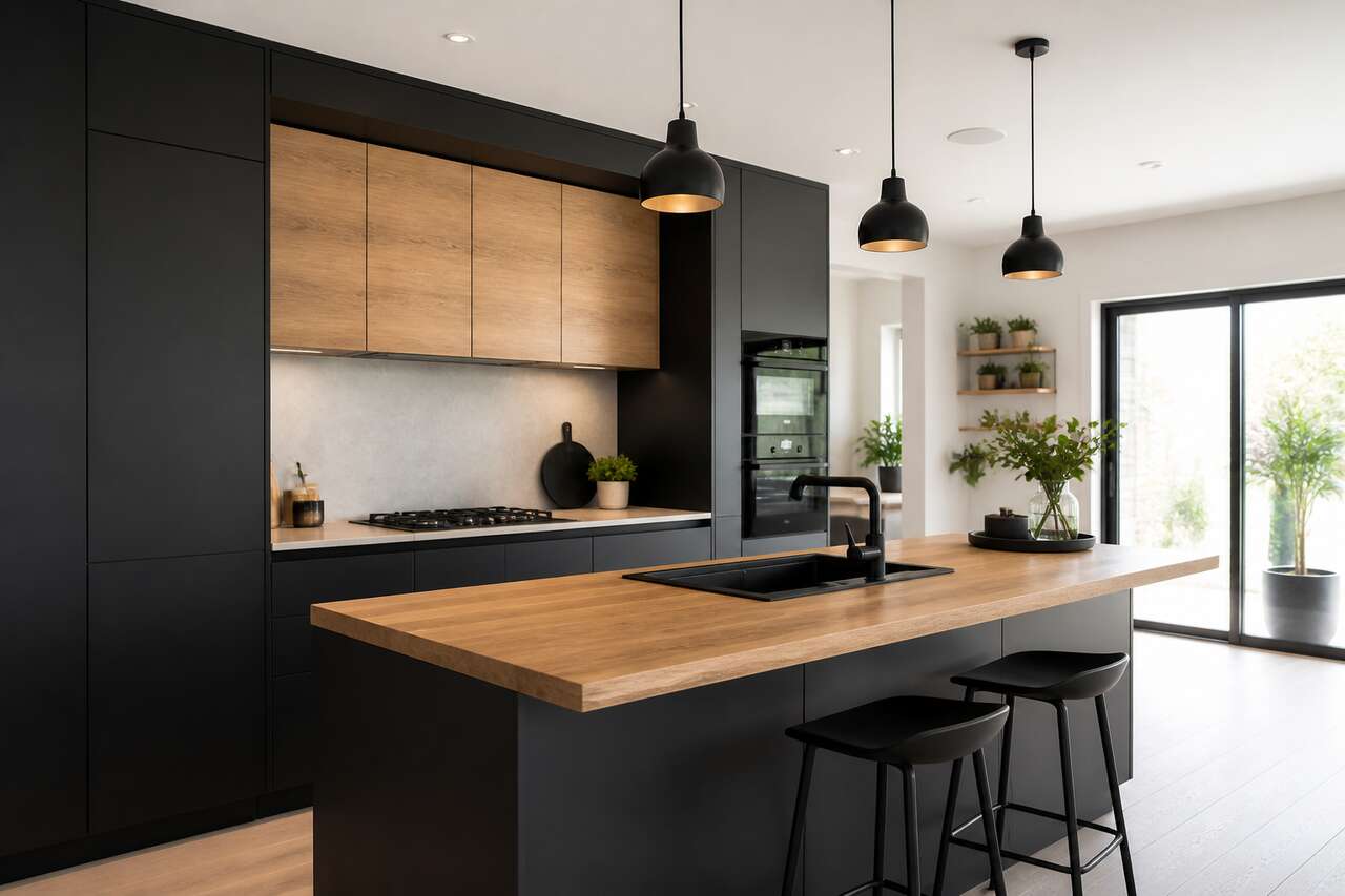 Noir mat et bois: contraste chic sans assombrir Noir mat et bois: contraste chic sans assombrir