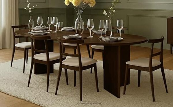 Découvrez notre test complet de la table ovale Konsimo Faber en noyer foncé : design, qualité et performances pour votre salle à manger.
